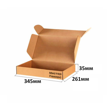 Короб самосборный с ушками 345*261*35 Бурый Е 