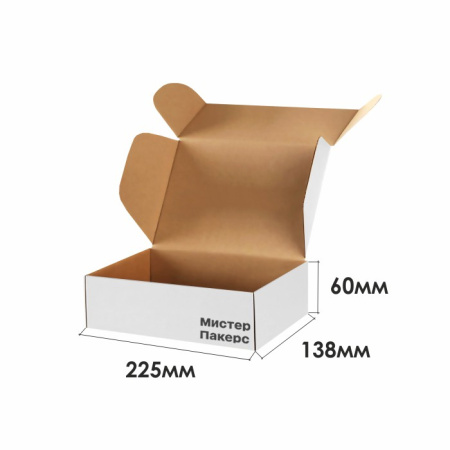 Короб самосборный с ушками 225*138*60 Белый Е