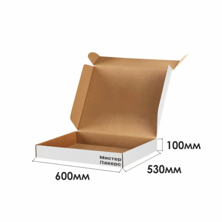 Короб самосборный с ушками 600*530*100 Белый В Короб самосборный с ушками 600*530*100 Белый В
