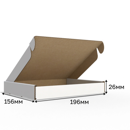 Короб самосборный с ушками 196*156*26 Белый Е