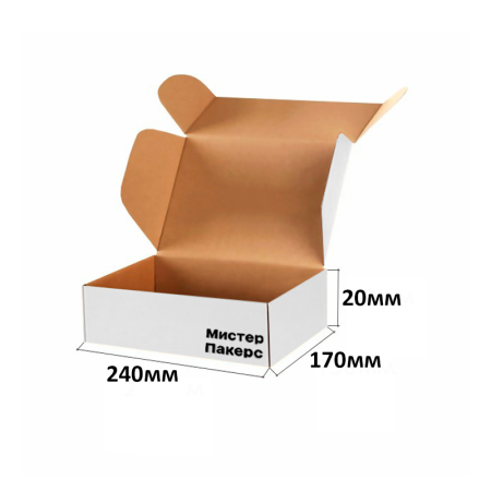 Короб самосборный с ушками 240*170*20 Белый Е Короб самосборный с ушками 240*170*20 Белый Е