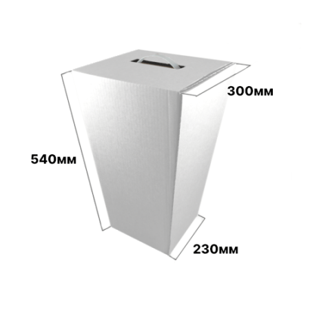 Коробка для цветов 300*230*540 Конус Белая В с ручкой