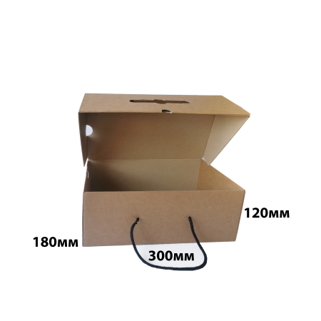 Короб 300*180*120 самосборный для обуви со шнурком Бурый Е