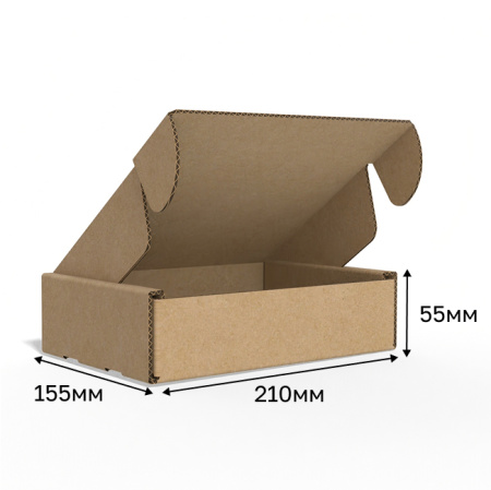 Короб самосборный с ушками 210*155*55 Е Бурый