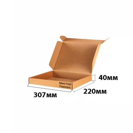 Короб самосборный с ушками 307*220*40 бурый B