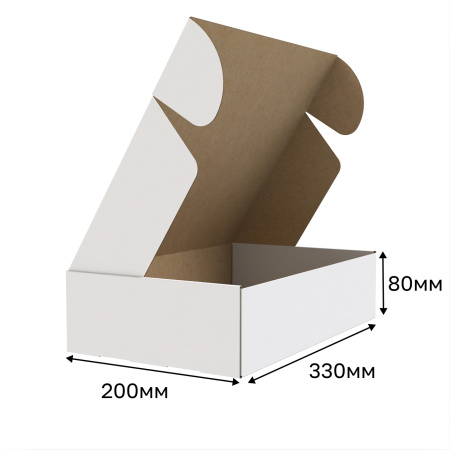 Короб самосборный с ушками 330*200*80 Белый В