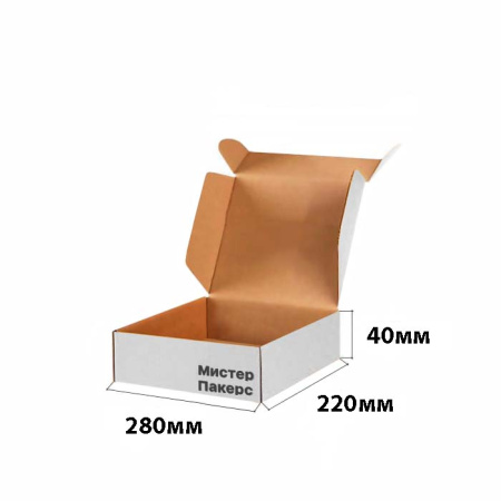 Короб самосборный с ушками 280*220*40 Белый Е