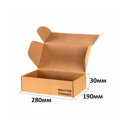 Короб самосборный с ушками 280*190*30 Бурый Е