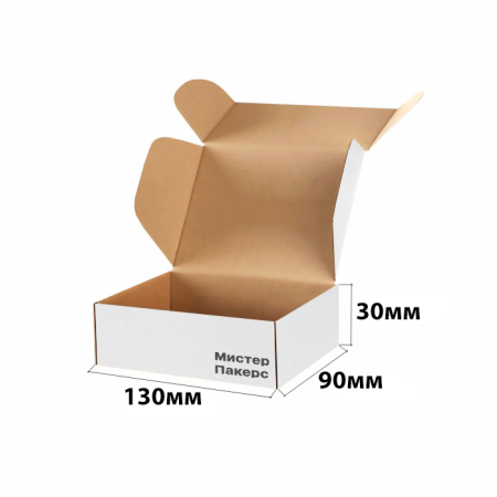 Короб самосборный с ушками 130*90*30 Белый Е