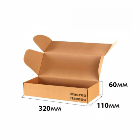 Короб самосборный с ушками 320*110*60 Бурый Е