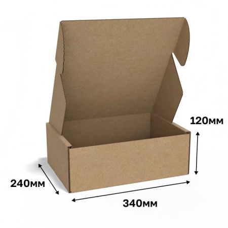 Короб самосборный с ушками 340*240*120 Бурый В