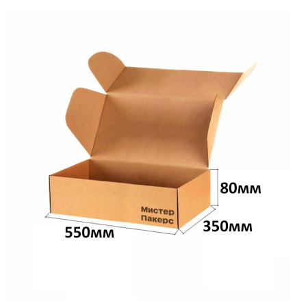 Короб самосборный с ушками 550*350*80 Бурый В Короб самосборный с ушками 550*350*80 Бурый В