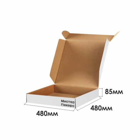 Короб самосборный с ушками 480*480*85 Белый В