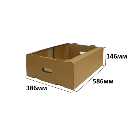 Гофролоток овощной 586*386*146 В Бурый с отверстиями