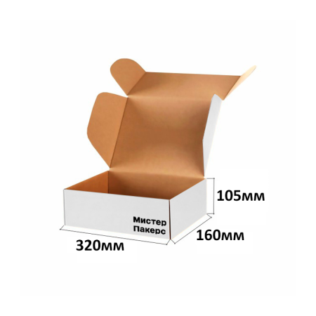 Короб самосборный с ушками 320*160*105 Белый Е