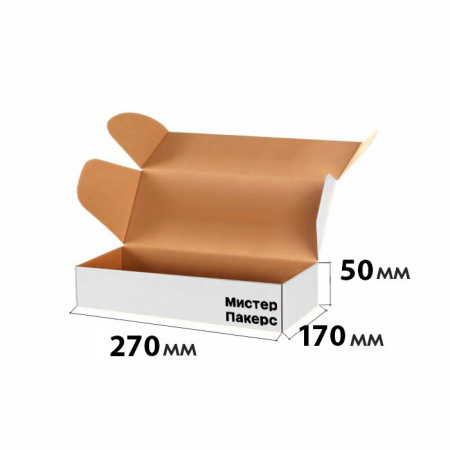 Короб самосборный с ушками 270*170*50 Белый Е Короб самосборный с ушками 270*170*50 Белый Е