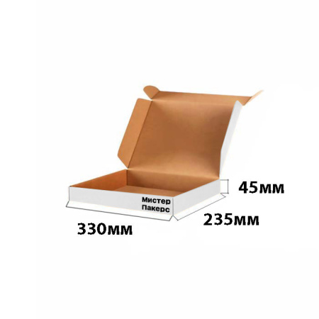 Короб самосборный с ушками 330*235*45 Белый Е