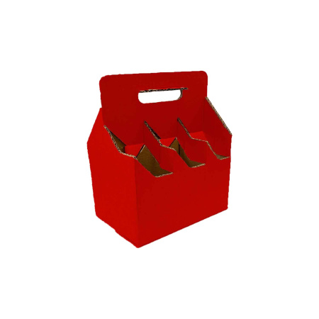 Коробка с ручкой 6 бутылок D72 В Красный
