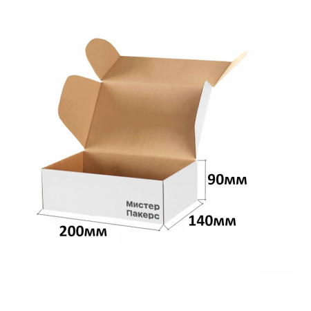 Короб самосборный с ушками 200*140*90  Белый Е