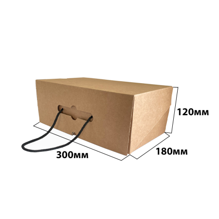 Короб 300*180*120 самосборный для обуви со шнурком Бурый Е