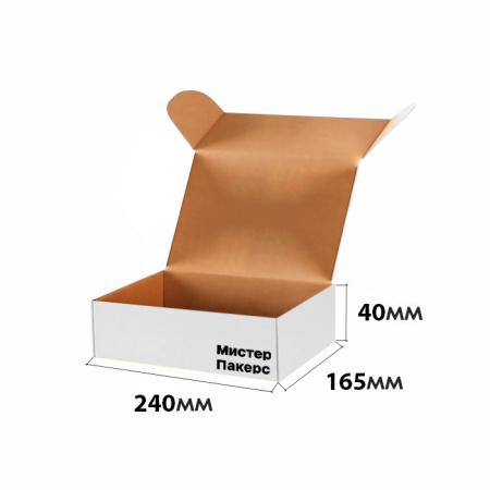 Короб самосборный без ушек 240*165*40  Белый Е