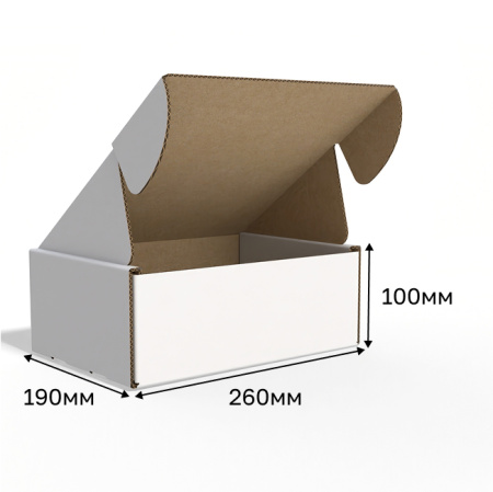 Короб самосборный с ушками 260*190*100 Белый В