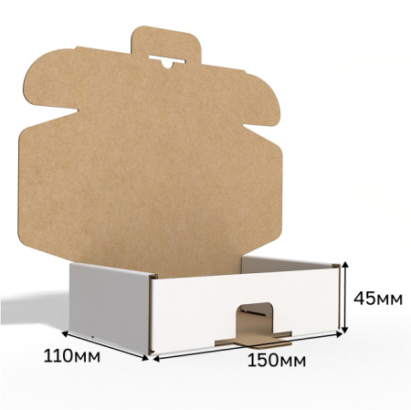 Короб самосборный с ушками 150*110*45 Белый Е