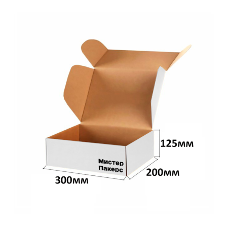 Короб самосборный с ушками 300*200*125 Белый В