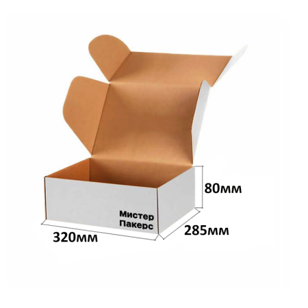Короб самосборный с ушками 320*285*80 Белый В