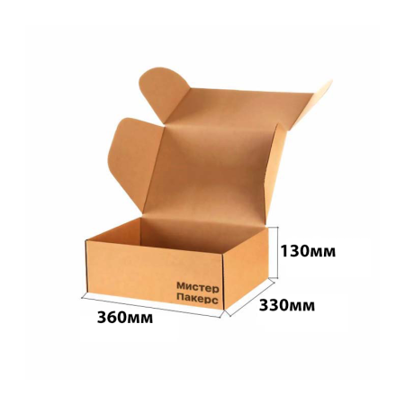 Короб самосборный с ушками 360*330*130 Бурый В для обуви