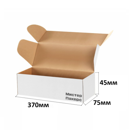 Короб самосборный с ушками 370*75*45 Белый ВС