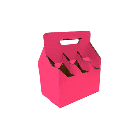 Коробка с ручкой 6 бутылок D72 В Розовый