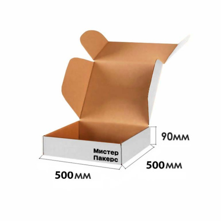 Короб самосборный с ушками 500*500*90 Белый В Короб самосборный с ушками 500*500*90 Белый В