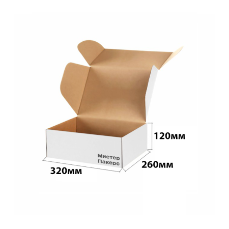 Короб самосборный с ушками 320*260*120 Белый В