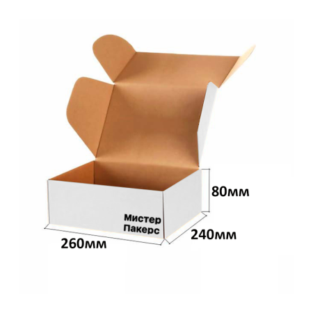 Короб самосборный с ушками 260*240*80 Белый Е