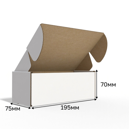 Короб самосборный с ушками 195*75*70 Белый Е