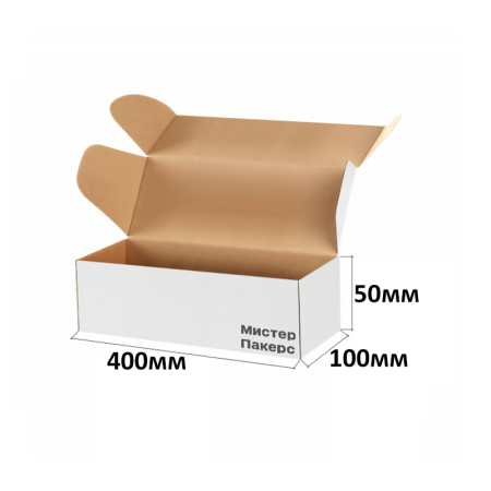 Короб самосборный с ушками 400*100*50 Белый В