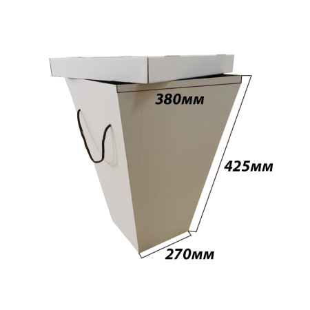 Коробка для цветов 270*380*425 XL Трапеция Белая Е Коробка для цветов 270*380*425 XL Трапеция Белая Е