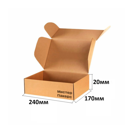 Короб самосборный с ушками 240*170*20 Бурый Е