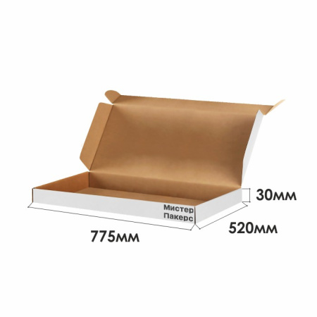 Короб самосборный с ушками 775*520*30 Белый В