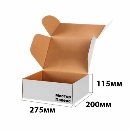 Короб самосборный с ушками 275*200*115 белый В для обуви