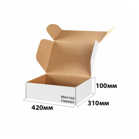 Короб самосборный с ушками 420*310*100 Белый В