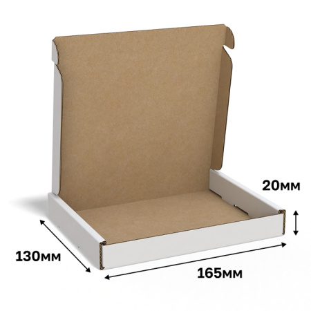 Короб самосборный с ушками 165*130*20 Белый Е