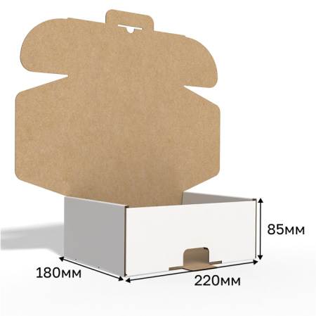 Короб самосборный с ушками 220*180*85 Белый Е