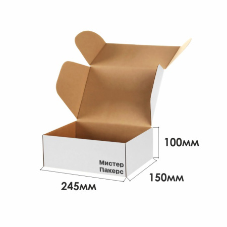 Короб самосборный с ушками 245*150*100 Белый Е Короб самосборный с ушками 245*150*100 Белый Е