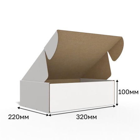 Короб самосборный с ушками 320*220*100 Белый Е