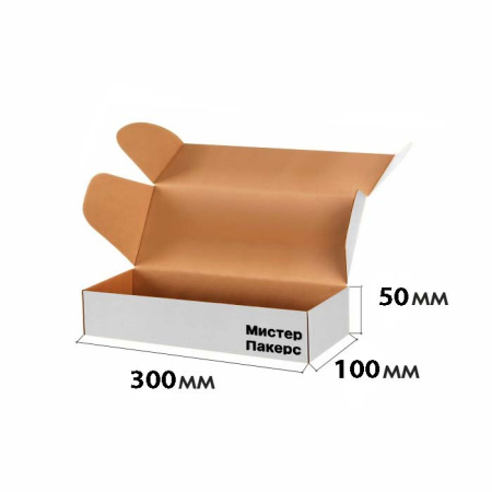 Короб самосборный с ушками 300*100*50 Белый Е