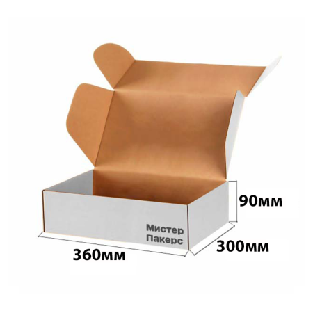 Короб самосборный с ушками 360*300*90 Белый В