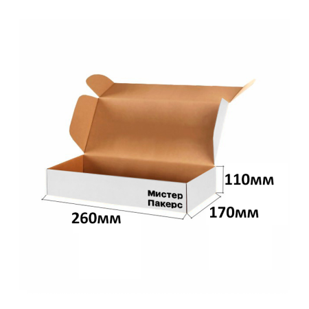 Короб самосборный с ушками 260*170*110 Белый Е