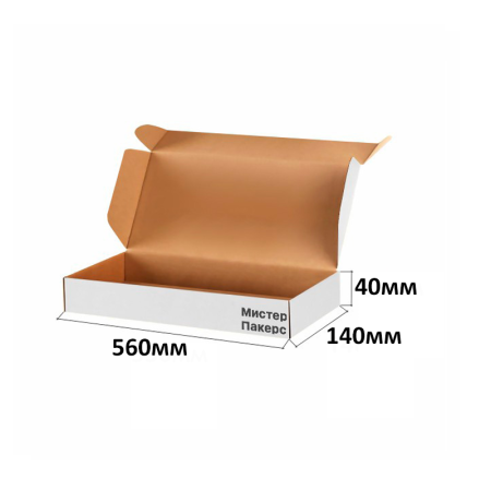 Короб самосборный с ушками 560*140*40 Белый В